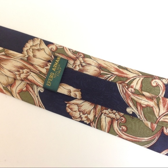 𝅺efebo Armani - Men's 100%‎ Silk Tie Blue Floral … - Picture 2 of 6